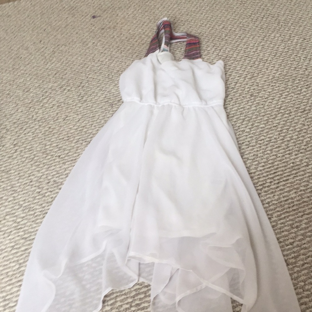 White dress with Color full straps